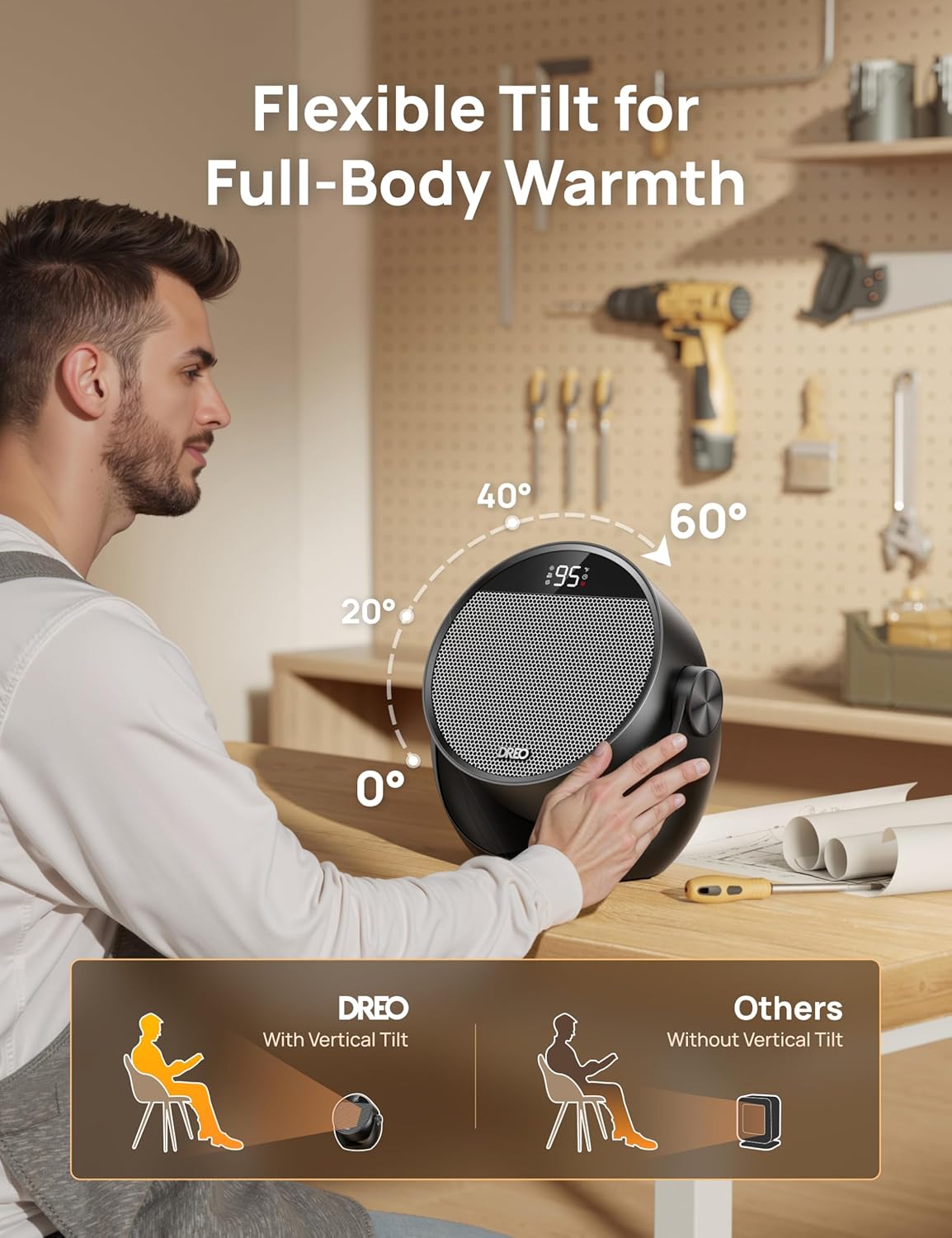 Dreo 1500W Electric Space Heater with Remote and 60 Tilt