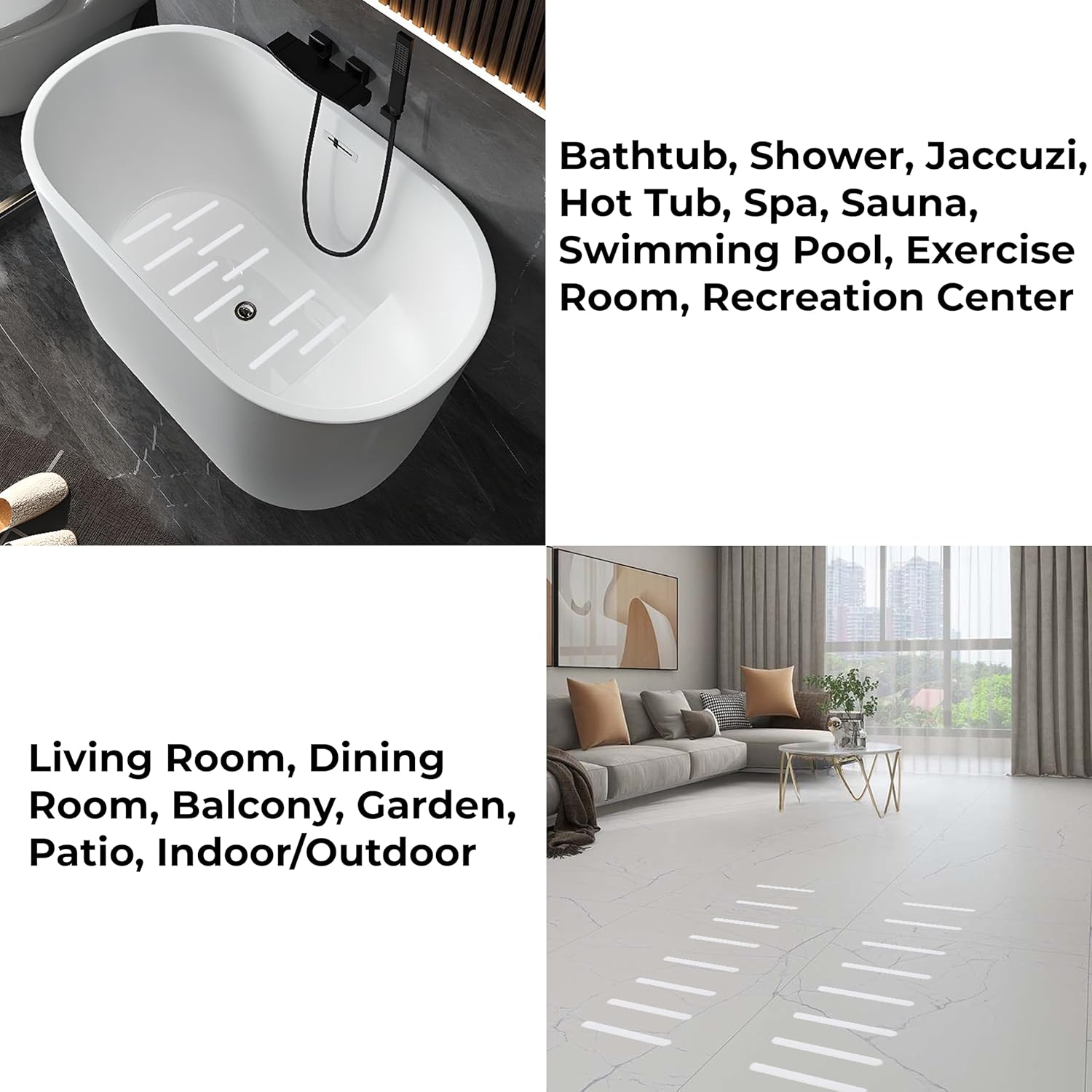 AVERO 60PCS Non-Slip Bath Stickers for Safety