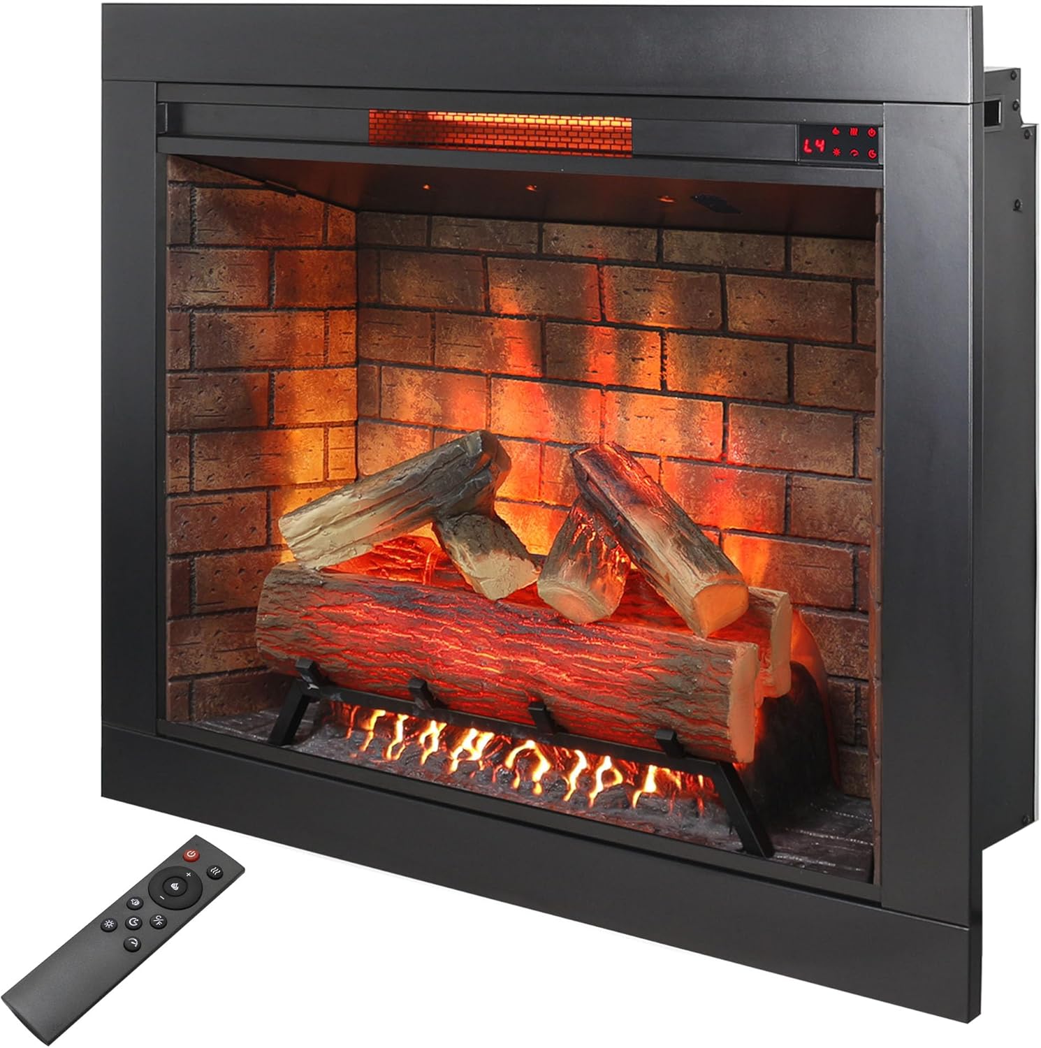 Innoflame 33 Electric Fireplace Insert Realistic Flame Crackling Sound 1500W Black