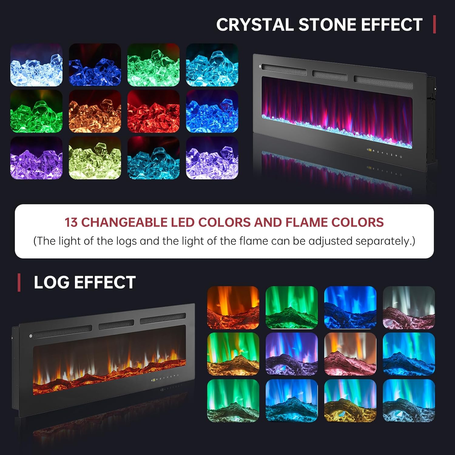 oneinmil 50 Smart Electric Fireplace Heater with Alexa Compatibility
