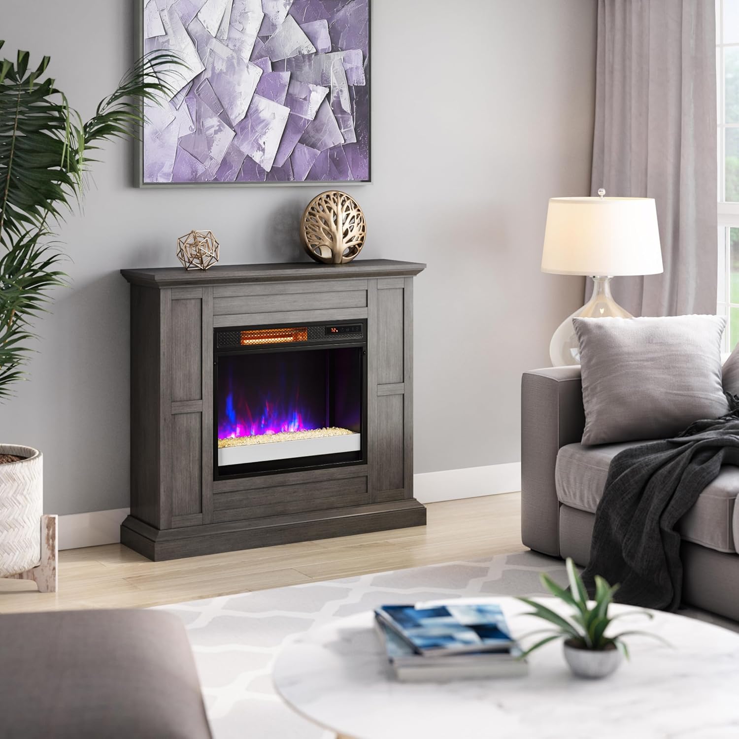 Duraflame Wall Mantel Electric Fireplace Weathered Gray
