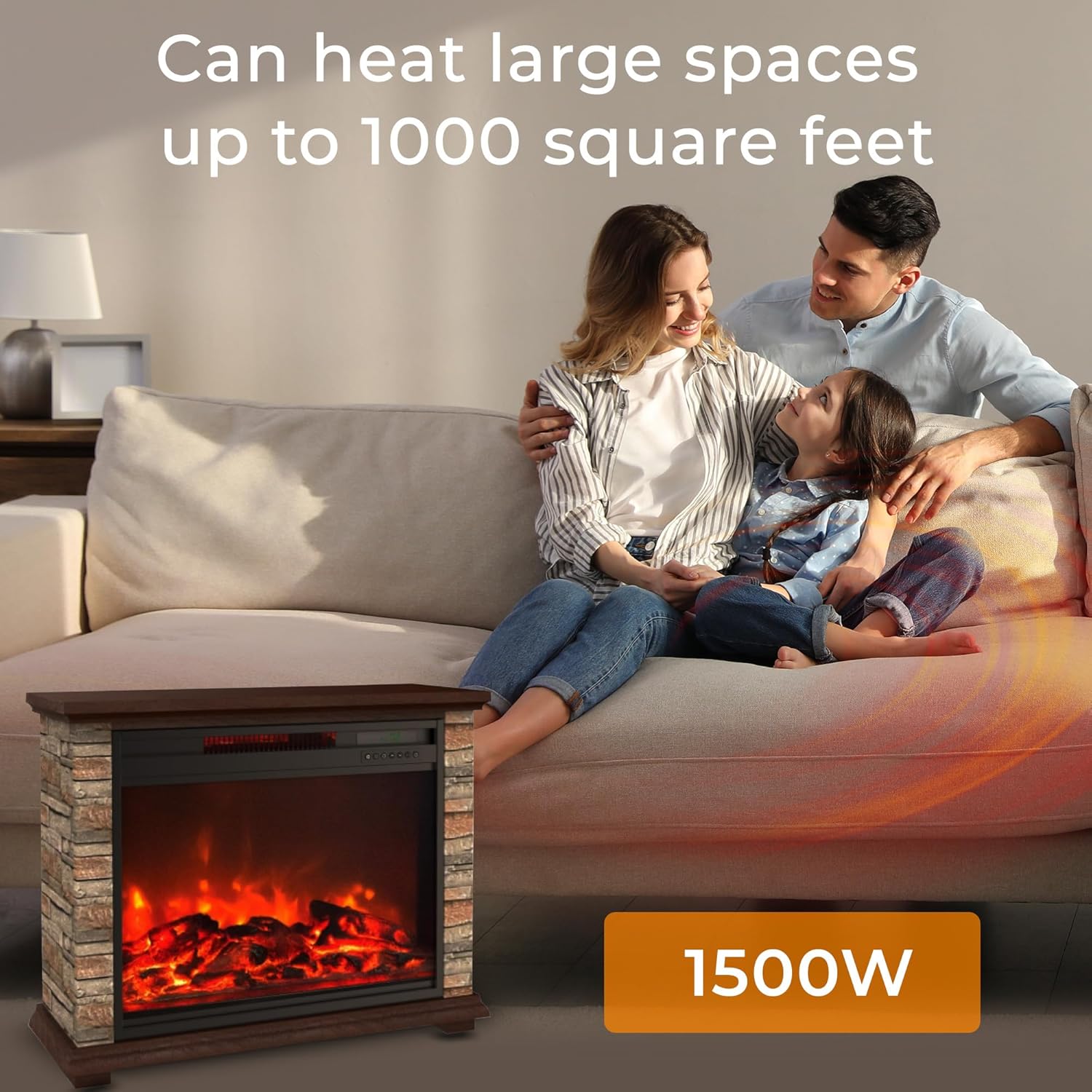 LifeSmart Global Electric Fireplace with 3 Heat Elements