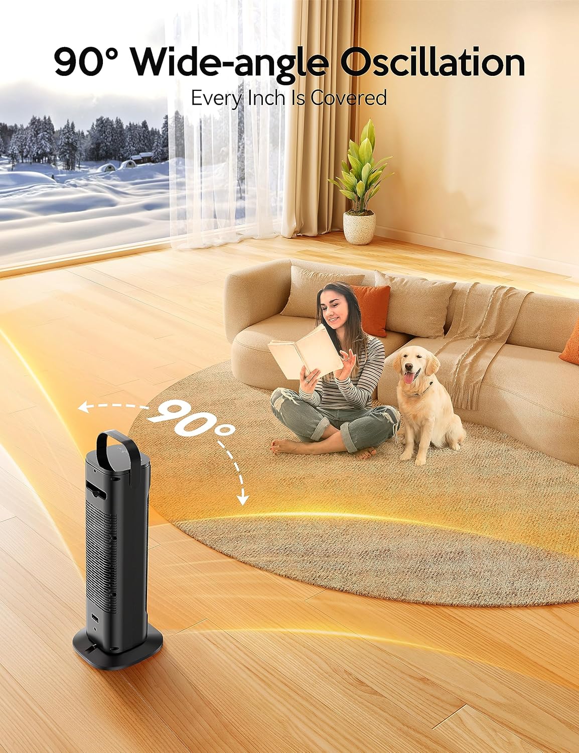 VAGKRI 24 Electric Space Heater with Remote and Thermostat 3 Modes Black