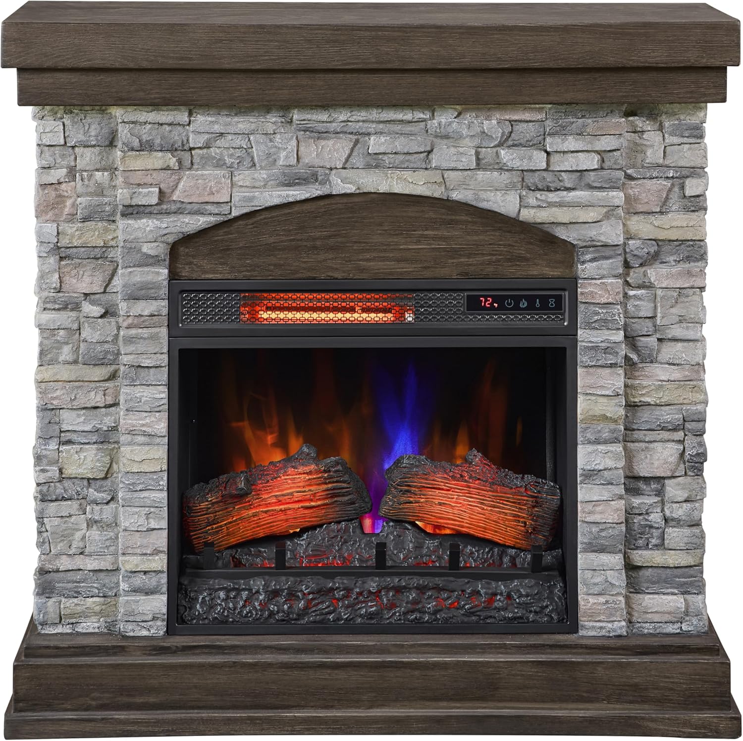 Duraflame Wall Mantel Electric Fireplace Smoky Gray Stone