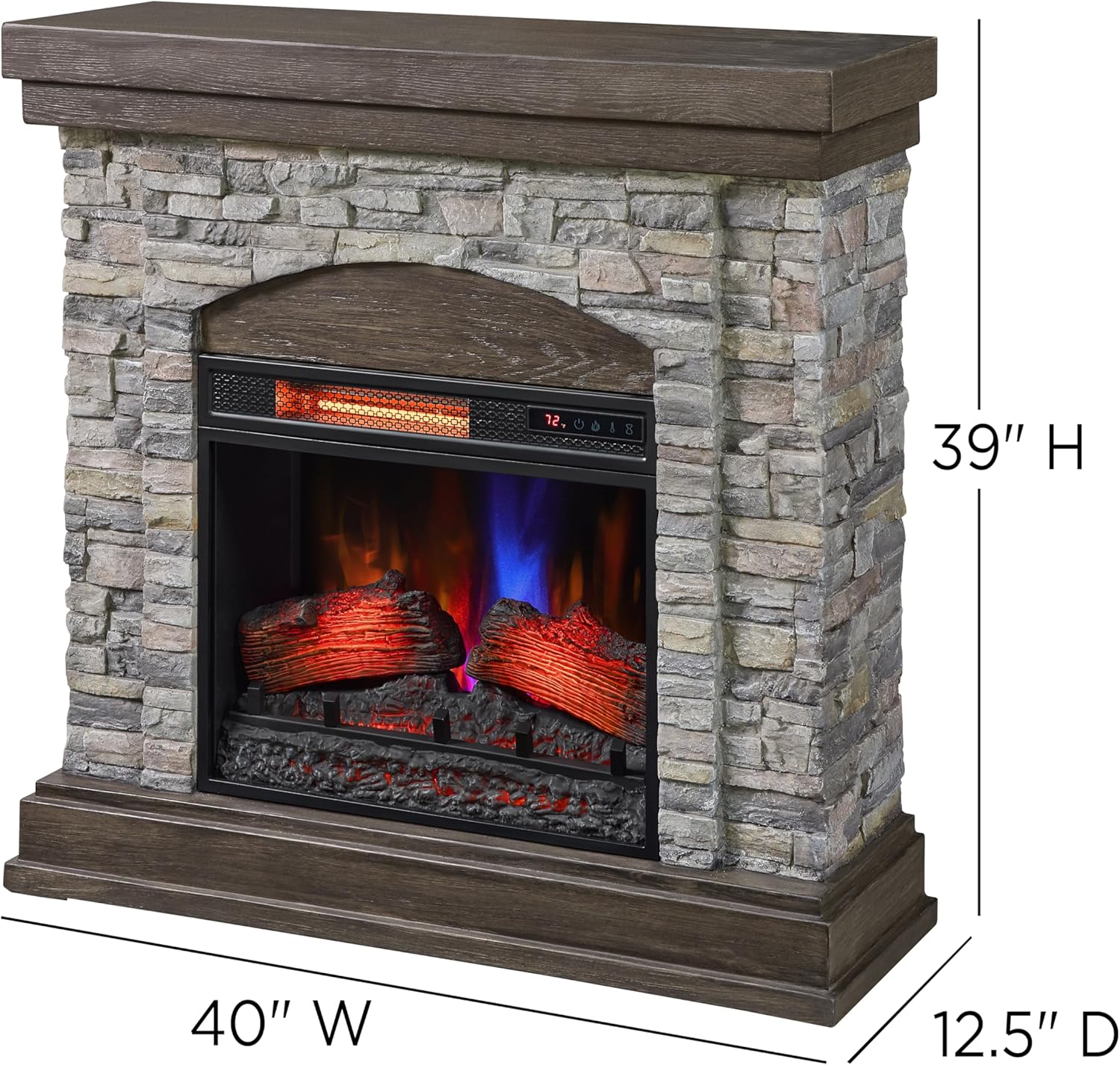 Duraflame Wall Mantel Electric Fireplace Smoky Gray Stone