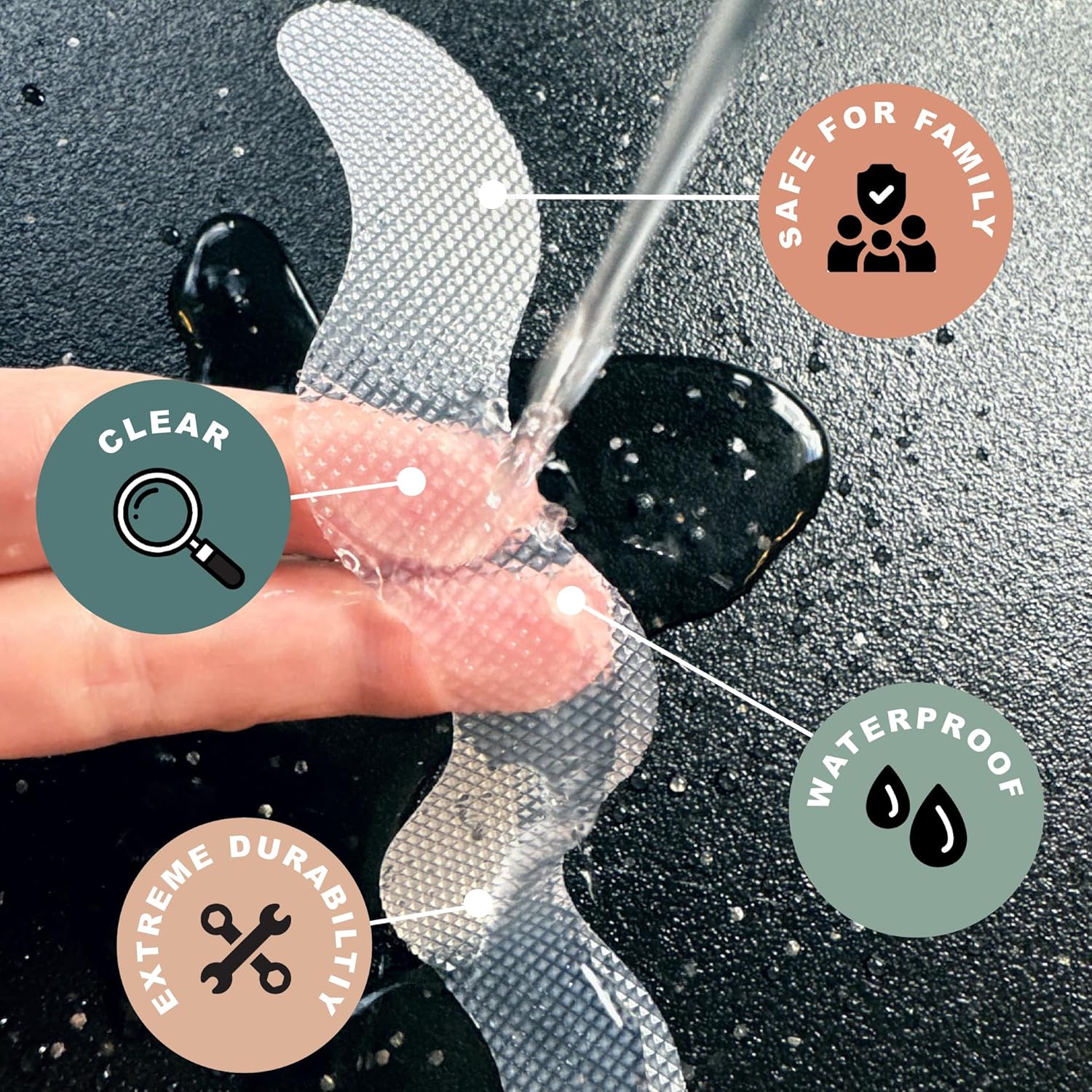 Quart Pint Non Slip Shower Stickers 28 Clear Wave